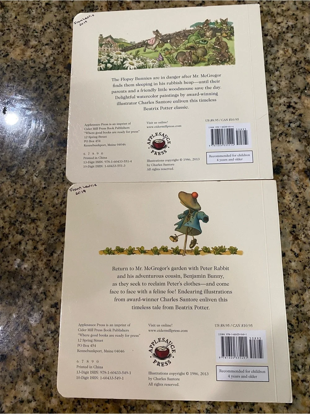 VTG Beatrix Potter Board Book Benjamin Bunny & Flopsy Bunnies Charles Santore
